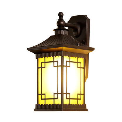 Rynx | 1-Bulb Square Pavilion Wall Light Sconce Farmhouse Black Metallic Wall Mount Lamp Fixture