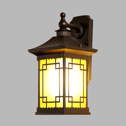 Rynx | 1-Bulb Square Pavilion Wall Light Sconce Farmhouse Black Metallic Wall Mount Lamp Fixture