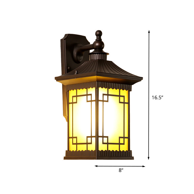 Rynx | 1-Bulb Square Pavilion Wall Light Sconce Farmhouse Black Metallic Wall Mount Lamp Fixture