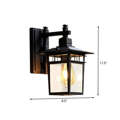 Rynx | 8.5"/11" W 1-Pear Wall Lights Fixture Lodges Pavilion Clear Glass Wall Mounted Lighting in Black