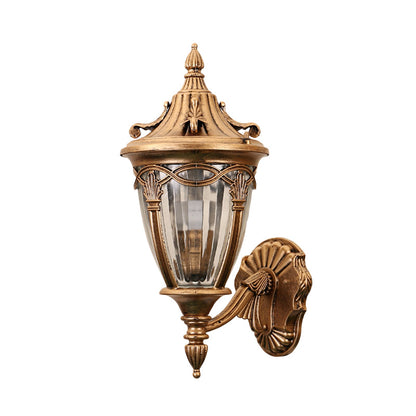 Rynx | 1 Light Bulb Urn Wall Sconce Light Loft Brass/Black Metal Wall Lamp Fixture with Clear Ribbed Glass Shade