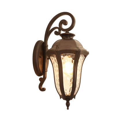 Rynx | 1-Light Water Glass Wall Lighting Rustic Black Urn Outdoor Corner Wall Mount Lamp Fixture