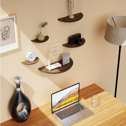 Rynx | WoodArc - Set with 2 Half-Round Wooden Floating Shelves for Wall Decoration and Storage