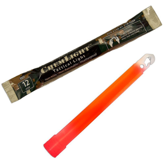 Rynx | Cyalume Military Grade Red Glowsticks - Premium Bright 6” Chemlight Emergency Lightsticks With 8 Hours Duration (Bulk Package With 10 Chem Lights)