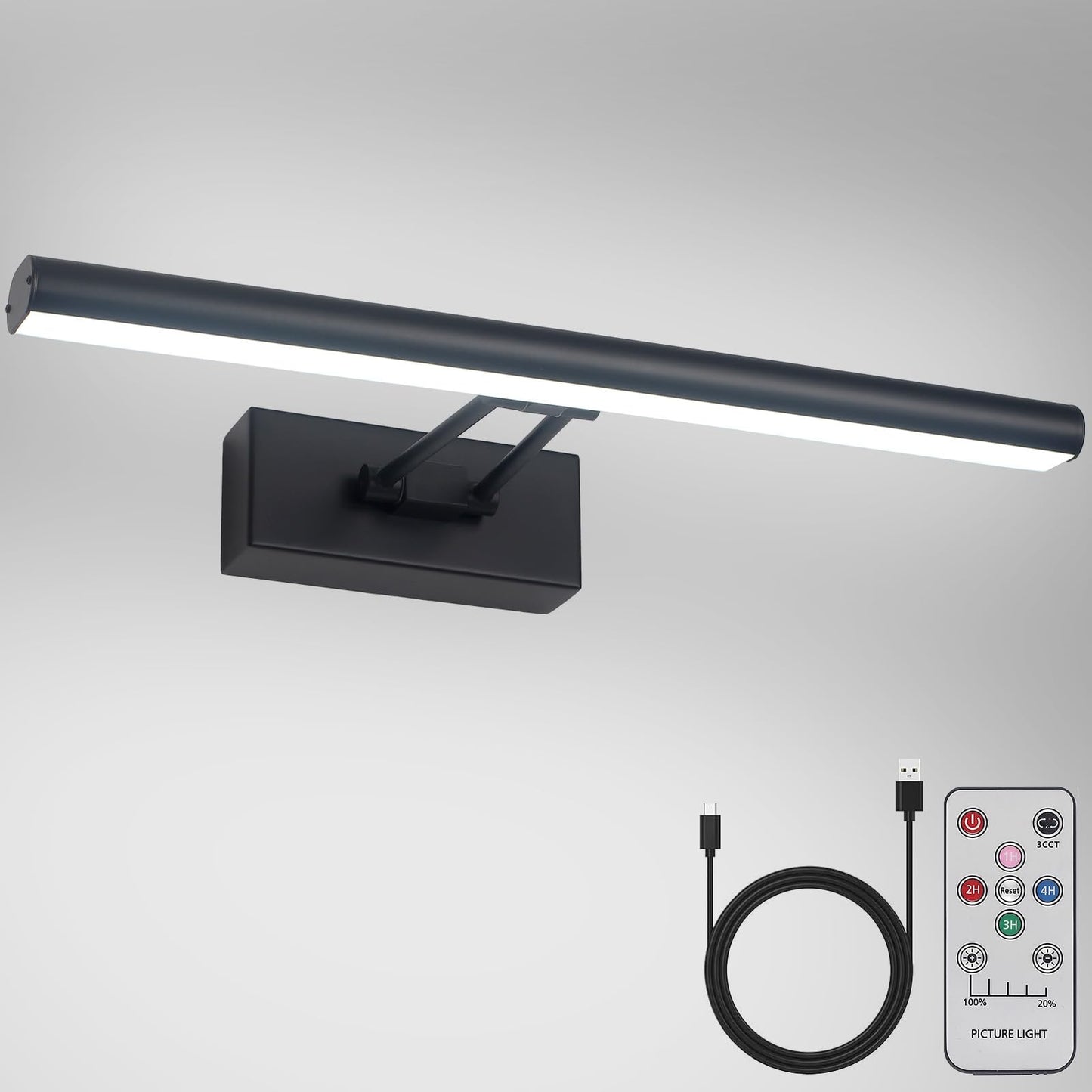 Rynx | Howmzon Picture Lighting, 13.5&quot; Art Lighting, Black Picture Lighting Battery Operated, 3Cct, Wireless Picture Lights With Remote Control, Light Over Picture Frame For Wall Painting (Black)