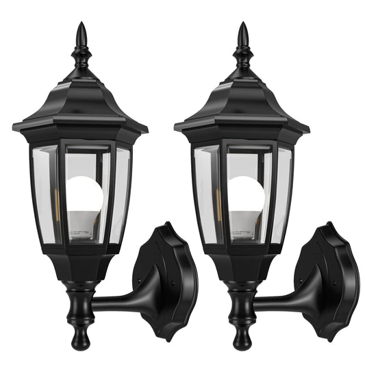 Rynx | Emart LED Outdoor Wall Lamp Sconce, Waterproof Anti-corrosion, Black 2 Pack, Bulb Included
