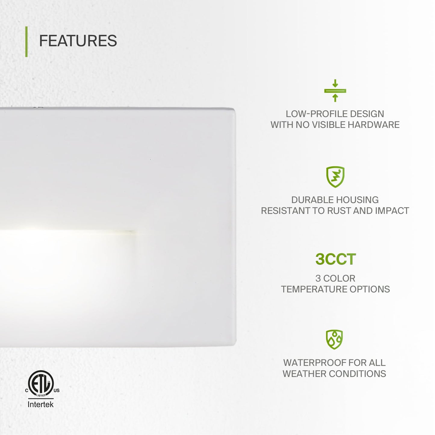 Rynx | Asd Led Step Light Fixture, 3W 120Lm, Dimmable, Waterproof, 4 Pack - White