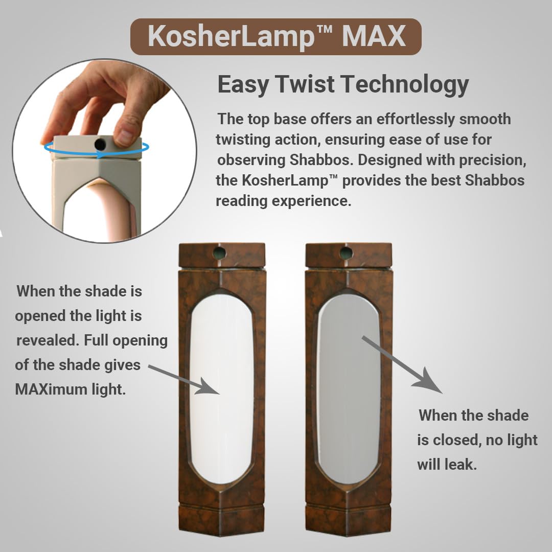 Rynx | Kosherlamp™ Max - Elegant Brown Marble Table Lamp by Kosher Innovations™