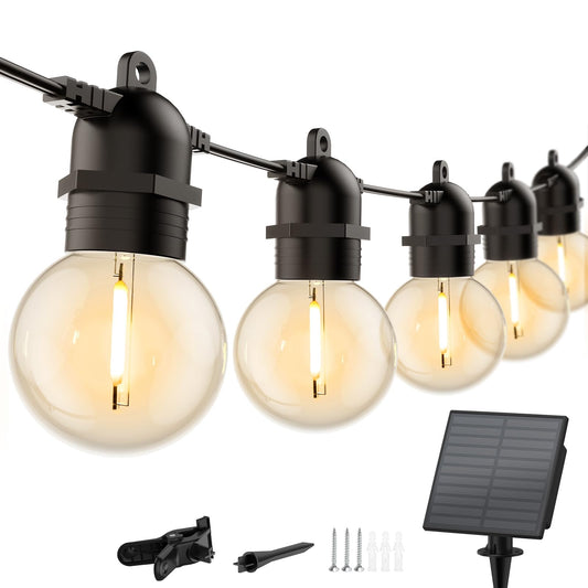 Rynx | Brightown Outdoor Solar String Lights 34Ft - Led G40 Pro Globe Patio Energy Saving With 11 Shatterproof Bulbs, 3 Light Modes Waterproof Hanging Lights For Christmas Outdoor Garden Backyard Party Decor