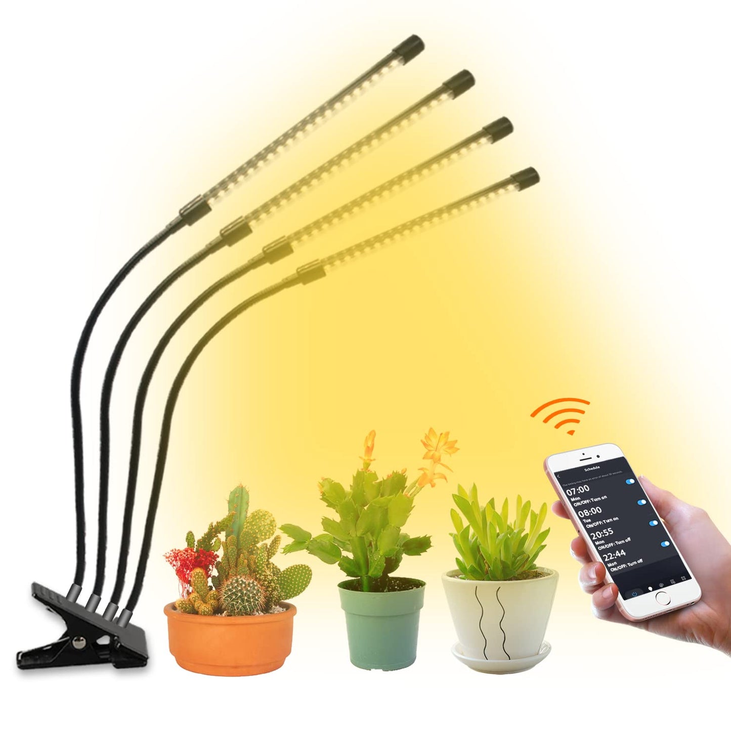 Rynx | Lurious Smart Wifi Led Grow Light, Dimmable Full Spectrum Plant Lamp With Timer & App/Voice Control, Compatible With Alexa/Google/Siri For Indoor/Outdoor Plants Only 2.4Ghz Wifi(4 Tubes)