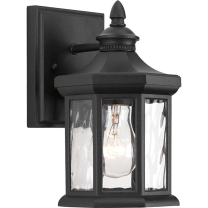 Rynx | Progress Lighting 1-Light Outdoor Wall Lamp, Clear Water Glass, Textured Black, 55"