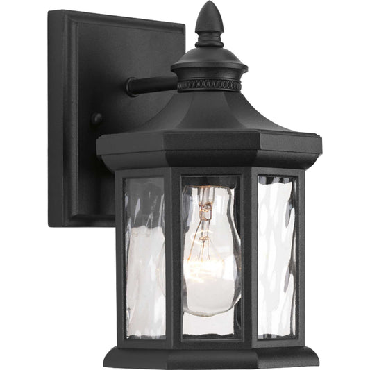 Rynx | Progress Lighting 1-Light Outdoor Wall Lamp, Clear Water Glass, Textured Black, 55"