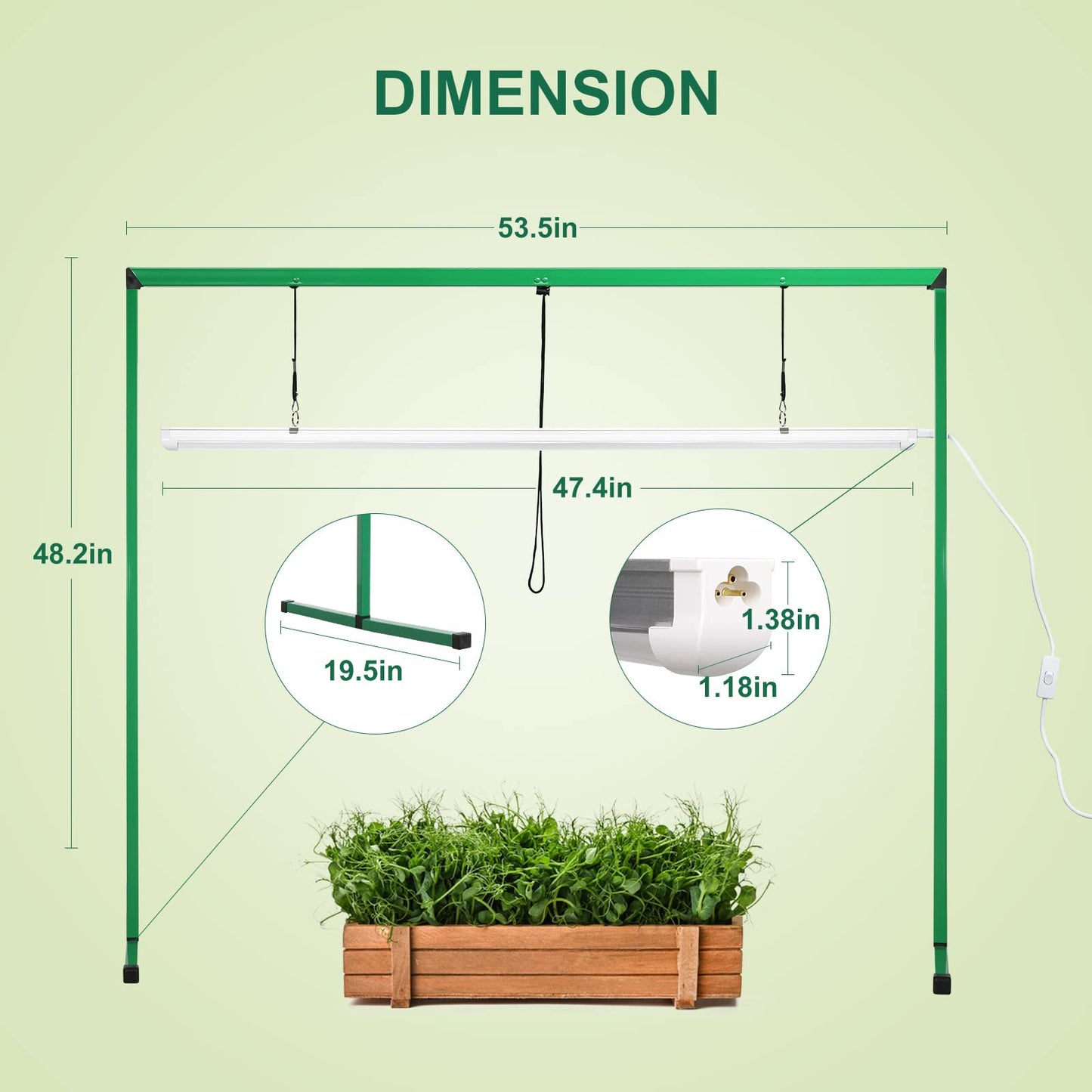 Rynx | Ipower 36W Led Grow Light Stand Rack, 4 Feet For Seed Starting & Plant Growing, Safe Design