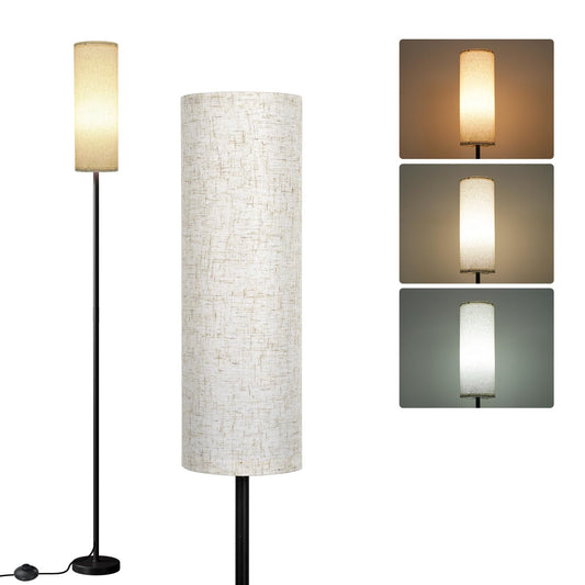 Rynx | Frideko Floor Lamp With Beige Shade, Simple Design With Foot Pedal Switch, Small Tall Lamps For Living Room Bedroom Office, Corn