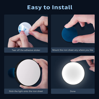Rynx | Ferswe Dimmable Rechargeable Tap Light 6000K, Adjustable Brightness, 2 Pack, Black