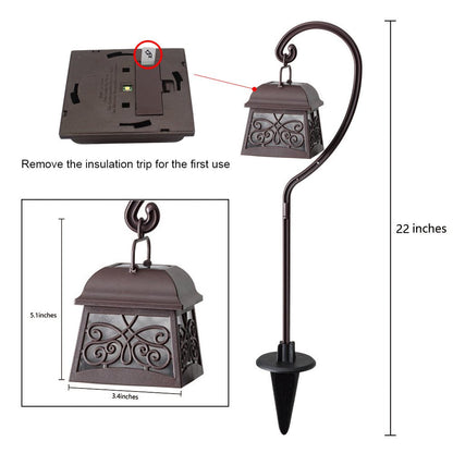 Rynx | Maggift 4 Pack 22" Hanging Solar Lights with Shepherd Hooks - Outdoor Garden Decor, Brown