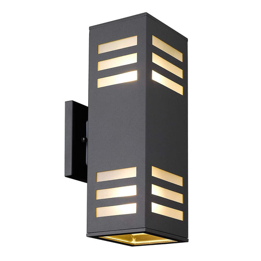 Rynx | Harriet Modern Outdoor Wall Lamp - Waterproof Aluminum Up/Down Wall Lamp, Black, Tempered Glass