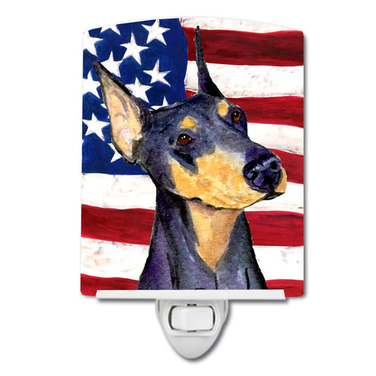 Rynx | Caroline'S Treasures Doberman Ceramic Night Light - USA Flag Design, UL Approved, 6X4X3"