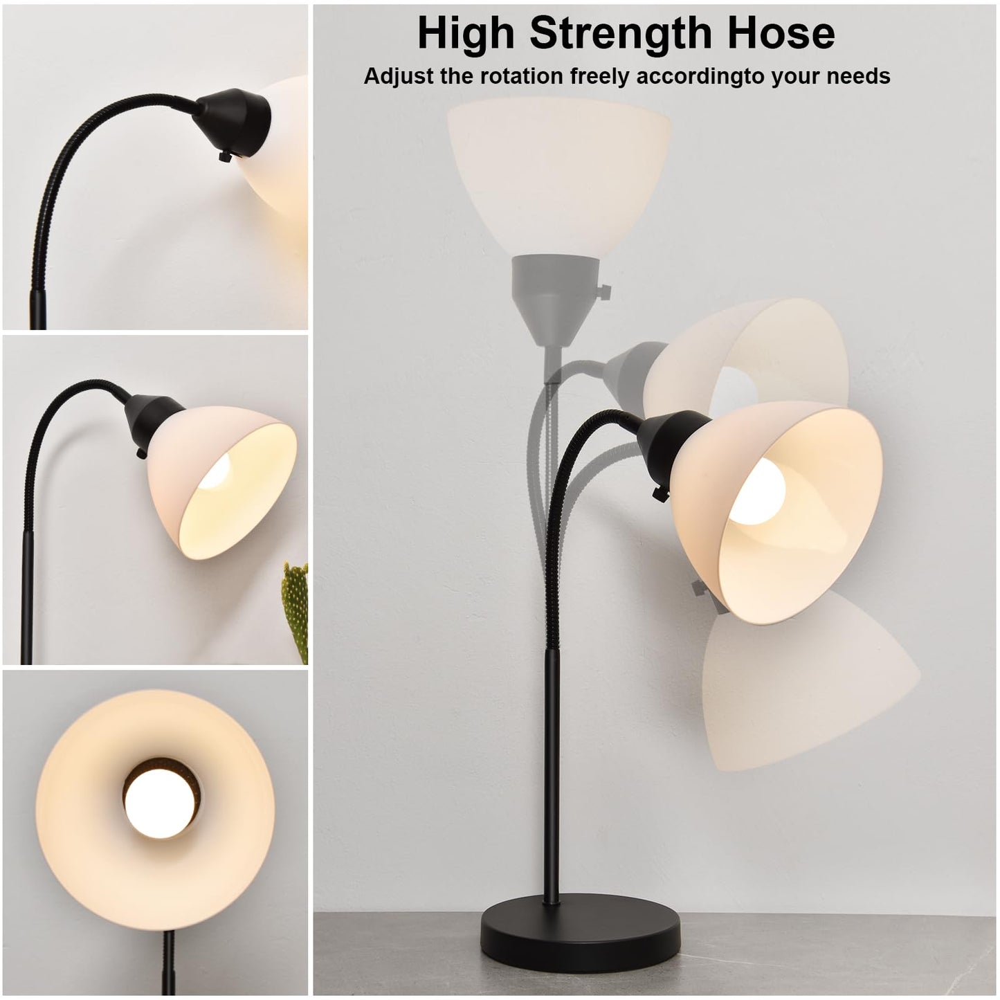 Rynx | Rislg Led Desk Lamp - 3 Levels Dimmable, Flexible Goose Neck Swing, Rotary Switch, Light Bulb Included, Black