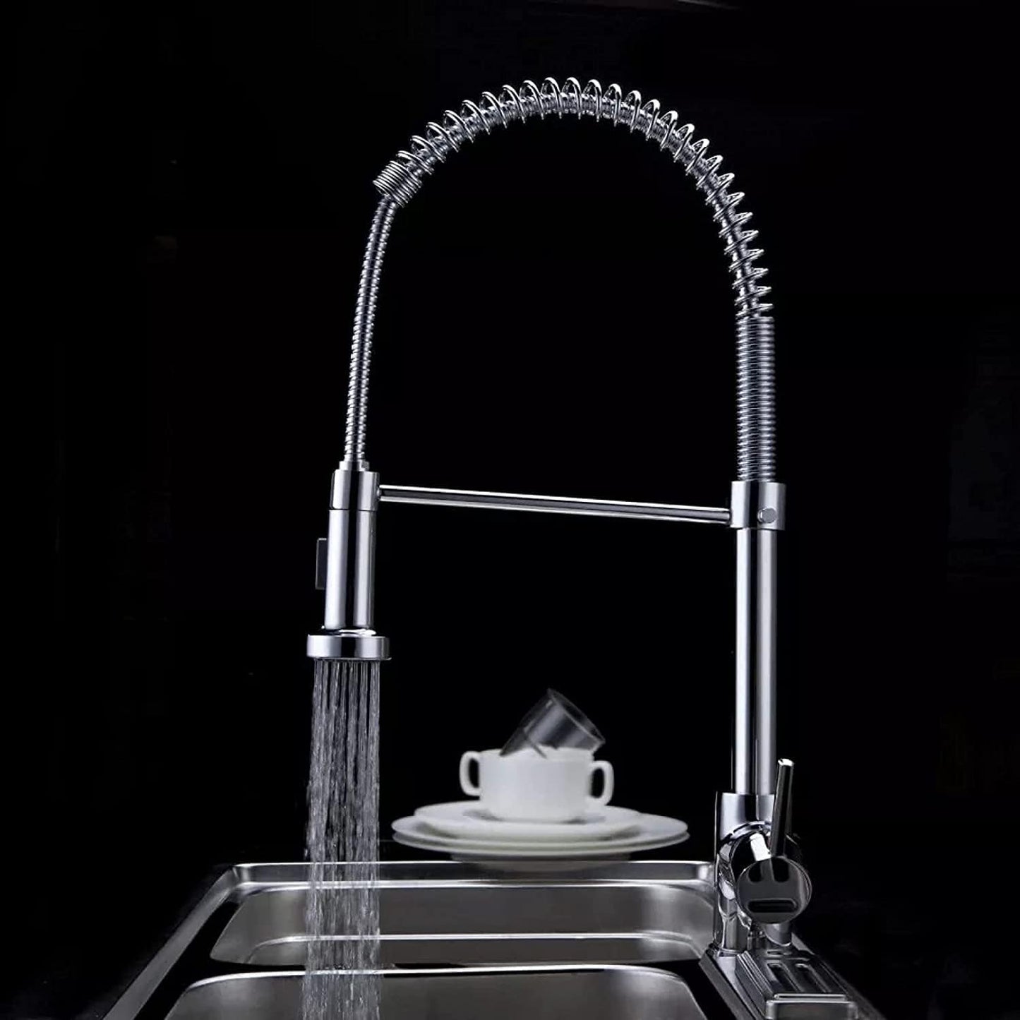 Rynx | MHome Extendable Chrome Kitchen Faucet with Filter Booster, Brass Mixer Tap, Hot Cold Water, Single Hole Installation