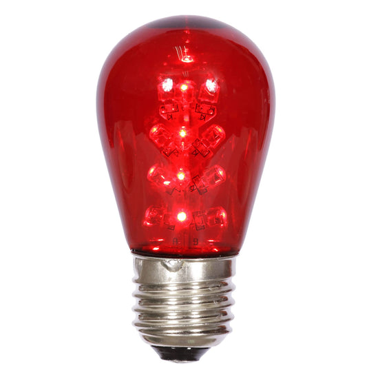 Rynx | Vickerman S14 Led Red Transparent Plastic Bulb E26 Medium Nickel Base, 5 Per Pack.