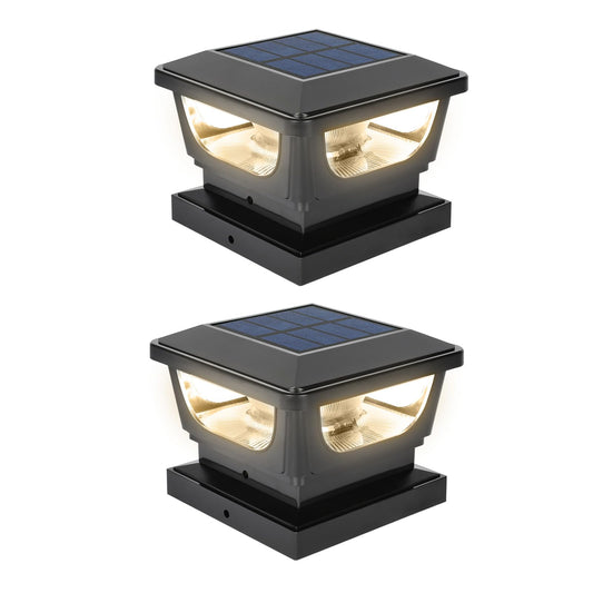Rynx | Sumaote Solar Post Light, Solar Post Head Cover Light Fits 4 X 4 Wood, 3X3, 4X4 PVC/Vinyl Fence Post, Solar Powered Railing Deck Post