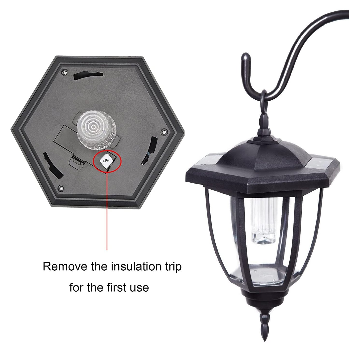 Rynx | Maggift 34" Solar Hanging Light, Warm White LED Garden Lantern with 2 Shepherd Hooks, 2 Pack