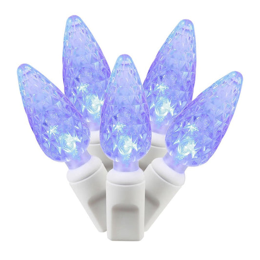 Rynx | Vickerman 100 Light Sources C6 Led Light Set - Blue Light On White Wire For Holiday Decoration