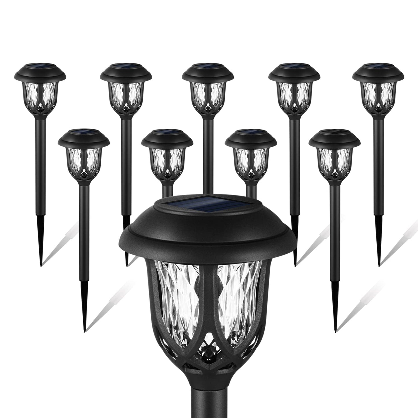 Rynx | Excmark 10 Pack Solar Path Light - Black Solar Garden Light for Walkway
