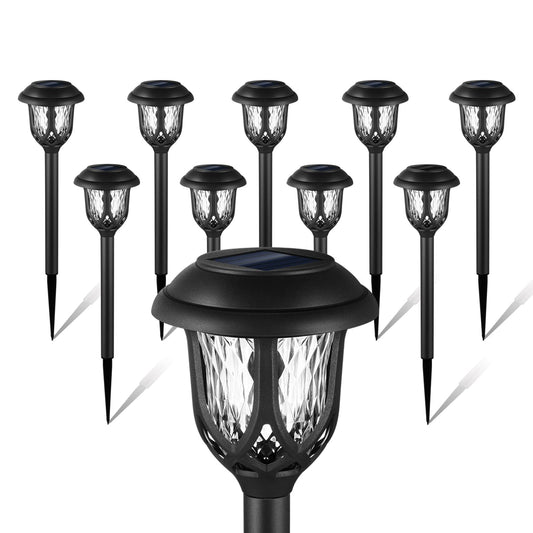 Rynx | Excmark 10 Pack Solar Path Light - Black Solar Garden Light for Walkway