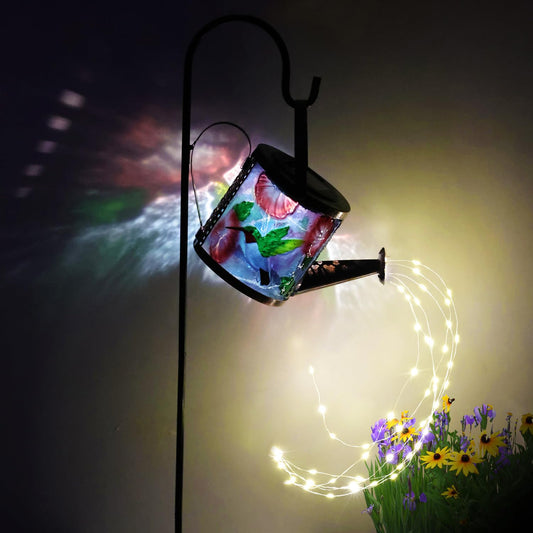 Rynx | Sun outdoor landscape light - Waterproof 3D hummingbird watering can stake light with warm LED for garden terrace decoration (Hu