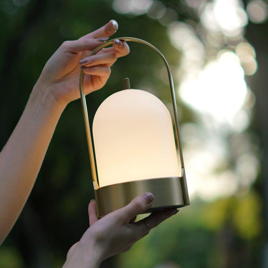Rynx | Tubicen Brass Waterproof Rechargeable Touch-Dimmable Lantern Table Lamp For Outdoor & Indoor Use