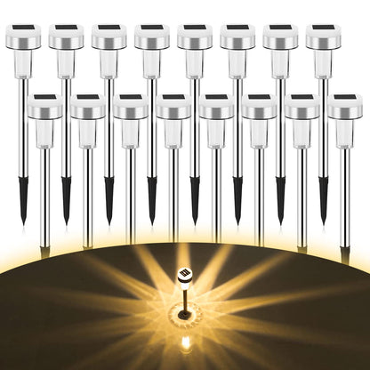 Rynx | Twinsluxes 16 Pack Solar Path Lights - Waterproof LED Double Lights For Garden & Walkway