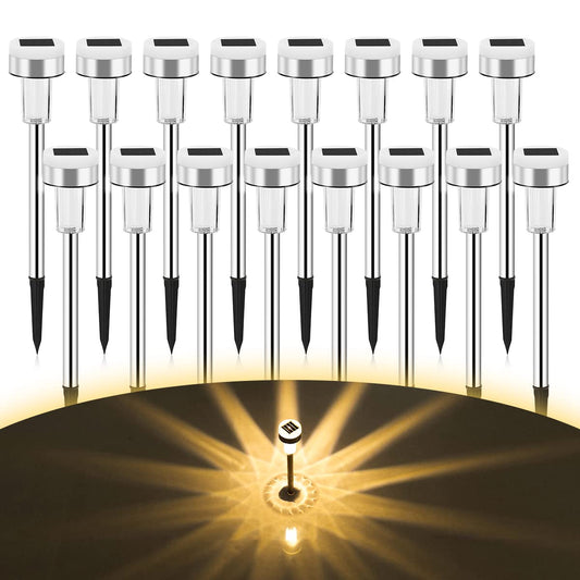 Rynx | Twinsluxes 16 Pack Solar Path Lights - Waterproof LED Double Lights For Garden & Walkway