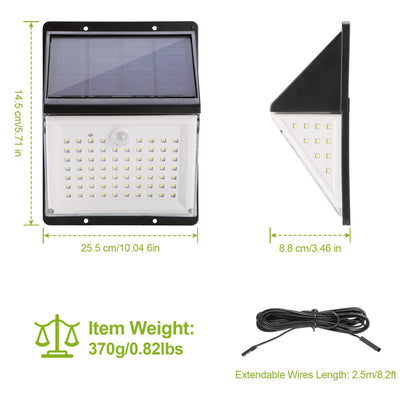 Rynx | Kocaso 88 Leds Solar Wall Lamps with Motion Sensor, Ip65 Waterproof for Garden & Garage
