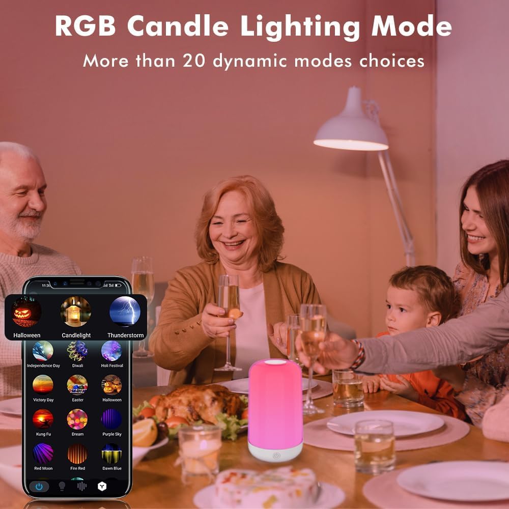 Rynx | Yhw Smart Touch Rgb Table Lamp, Dimmable Rechargeable Led Nightstand Lamp For Bedroom & Children's Room