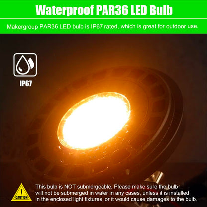 Rynx | Makergroup 7W Par36 Led Spotlight Bulb, Warm White 2700-3000K, Waterproof For Outdoor Lighting