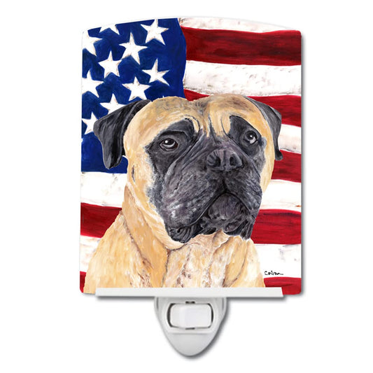 Rynx | Usa American Flag Mastiff Ceramic Night Light, Ul-certified, 6X4X3"
