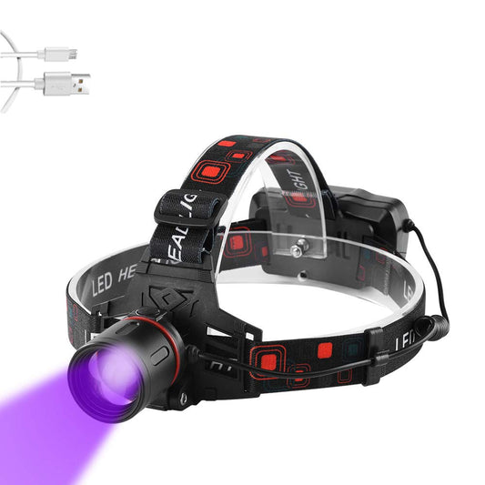 Rynx | Proforus Uv Headlamp Rechargeable, Headlamp With Uv Light Led Blacklight Headlamp 395Nm Ultraviolet Headlamp Zoomable For Night Fishing, Scorpion Hunting, Car Oil And Hvac Leaks (Uv+White Light)