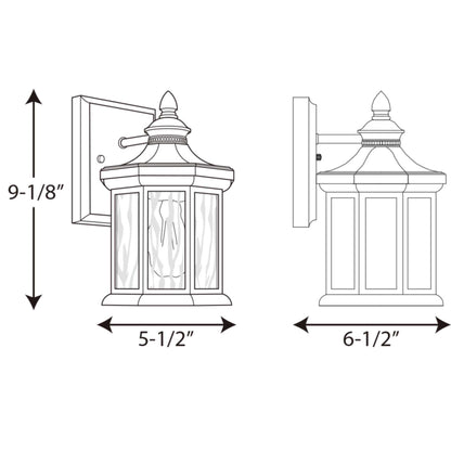 Rynx | Progress Lighting 1-Light Outdoor Wall Lamp, Clear Water Glass, Textured Black, 55"