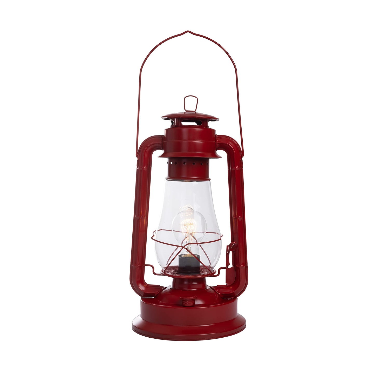 Rynx | Muskoka Rustic Country House Lantern Table Lamp - Dimmable Edison Light Bulb, UL Approved, Red Finish