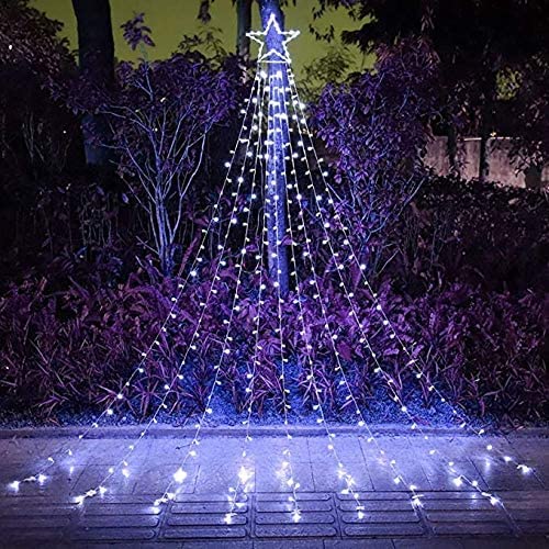 Rynx | (New) Christmas Decorations Star Lights, Waterfall Christmas Lights With 317 LED Star Hanging Sparkling Curtain Lights For Party Wedding Holiday Halloween Indoor Outdoor Decorative
