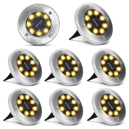 Rynx | Aogist 8 Pack Sunlight, Warm White Led Garden Disk Lights For Outdoor Path