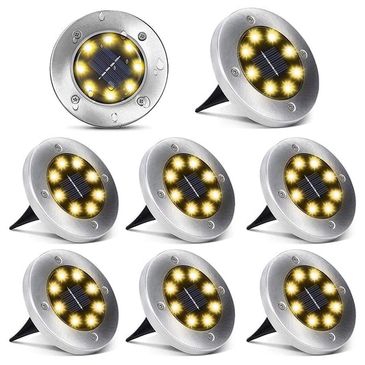 Rynx | Aogist 8 Pack Sunlight, Warm White Led Garden Disk Lights For Outdoor Path