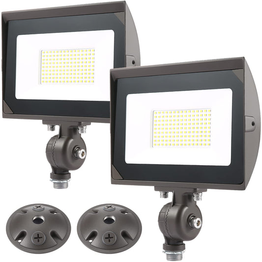 Rynx | Eccfutll 80W Outdoor Led Floodlight With 1/2" Bend Mount (Plate Included), 5000K Daylight 9600Lm 120V, Ul Waterproof Led Security Floodlight