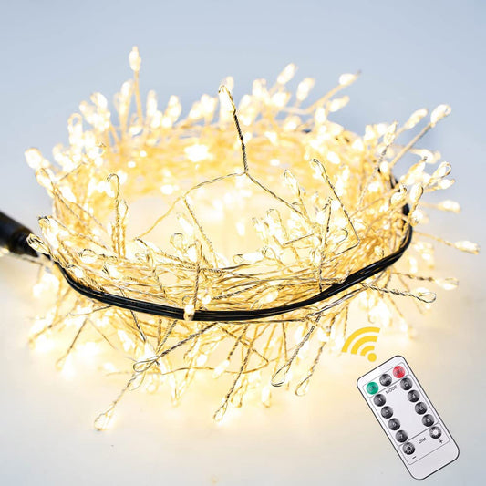 Rynx | Resnice 50Ft Banger Spotlights 500 Leds Warm White Plug Indoor Silver Wire Led Cluster Fairy Lights With Remote Control For Christmas Tree, Plant, Bedroom, Garden, Patio, Backyard