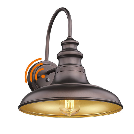 Rynx | Dusk To Dawn Sensor Outdoor Light Fixture Barn Outdoor Wall Lamp Rustic Wall Mounted Light Outdoor Goose Neck Fixture Bronze Finish Industrial Wall Lantern For Porch, Entrances, 1 Pack