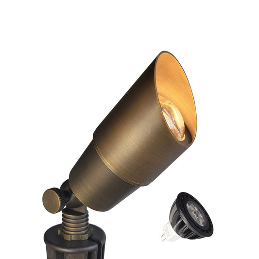 Rynx | Color Die-Cast Brass Low Voltage Spotlight 1-Pack with 5W Aluminum Housing Mr16 Led Bulb 2700K 450Lm Cri85+, 12V Ac/Dc Outdoor Landscape Lighting, Directional Garden Patio Spot Up Light(101B)