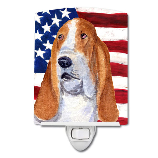 Rynx | Caroline's Treasures Basset Hound Ceramic Night Light, USA Flag, UL-certified, 6X4X3,