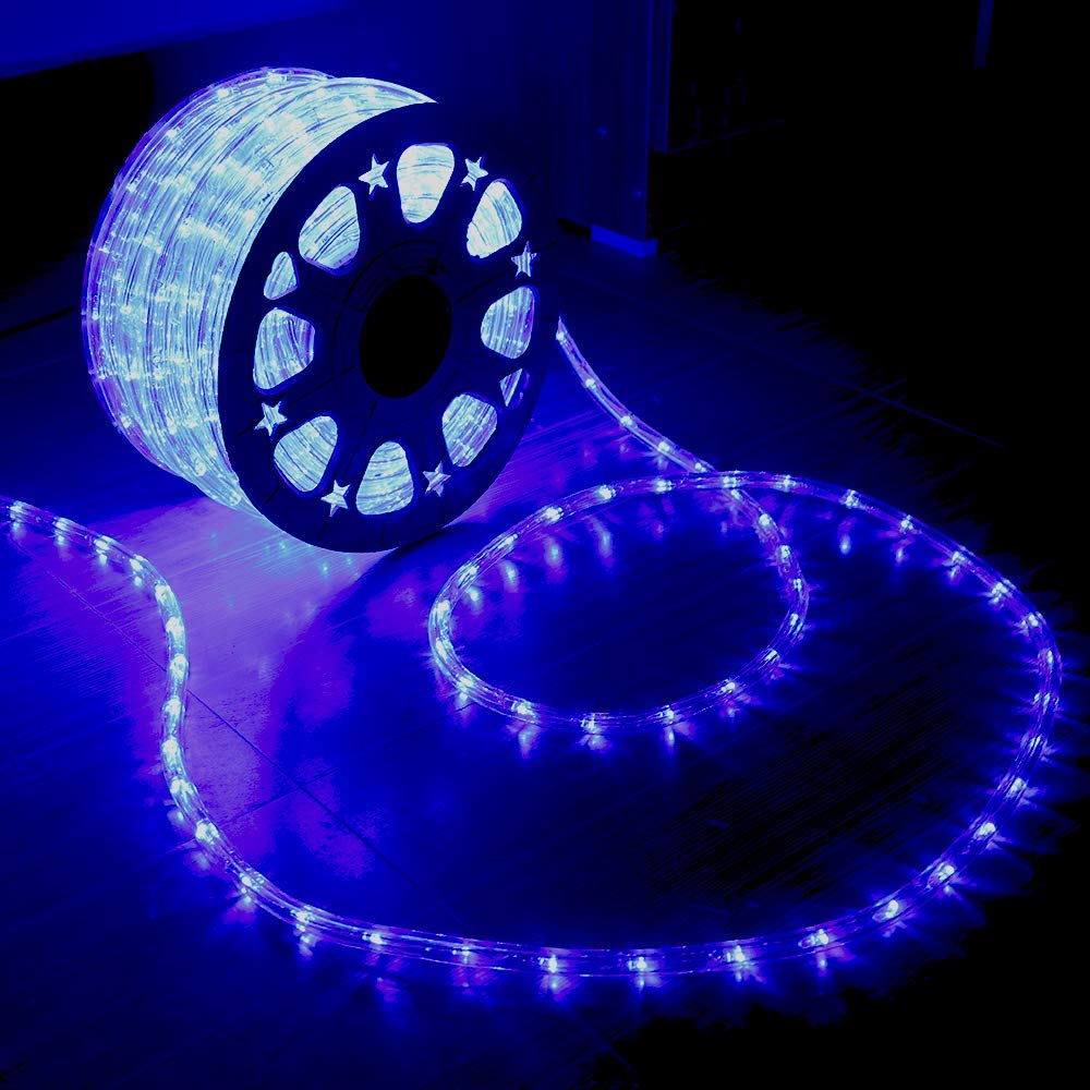 Rynx | Huizhen Indoor Outdoor String Lights, 110V 100Ft Blue Connectable LED String Lights Waterproof Set For Deck, Pool, Landscape, Background, Christmas, Trees, Bridges, Eaves Decorative With Ul Certified (Blue)